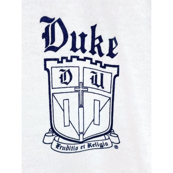 Duke University Blue Devils Men’s White Large Short Sleeve T-Shirt Blue Trim - Picture 4 of 6